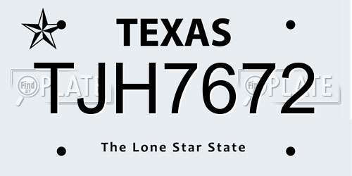 TJH7672 Texas License Plate