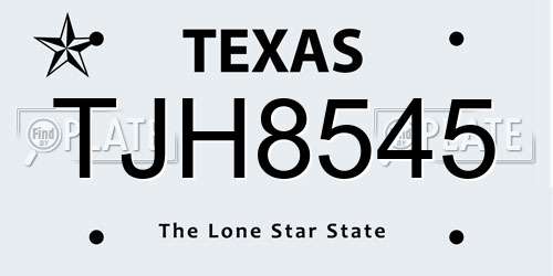 TJH8545 Texas License Plate
