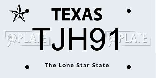TJH91 Texas License Plate