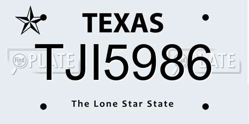 TJI5986 Texas License Plate