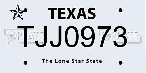 TJJ0973 Texas License Plate