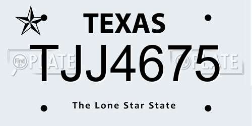 TJJ4675 Texas License Plate