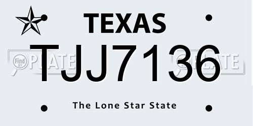 TJJ7136 Texas License Plate