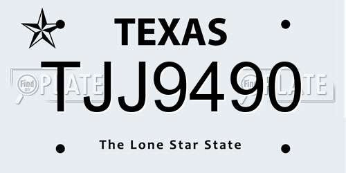 TJJ9490 Texas License Plate