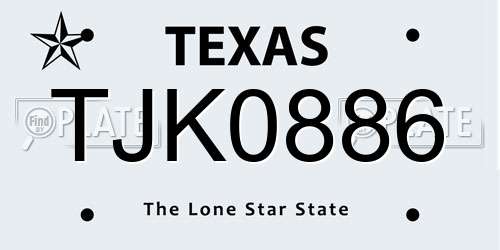 TJK0886 Texas License Plate