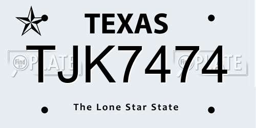 TJK7474 Texas License Plate