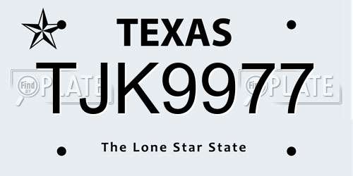 TJK9977 Texas License Plate