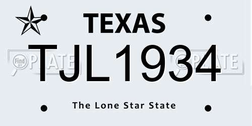 TJL1934 Texas License Plate