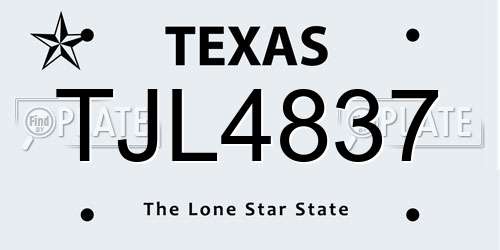 TJL4837 Texas License Plate