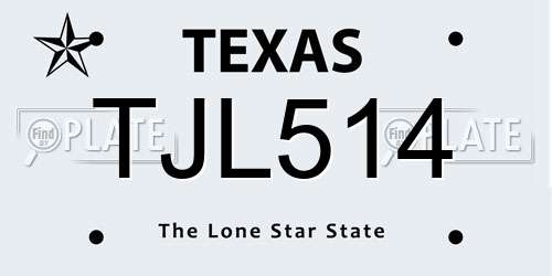 TJL514 Texas License Plate