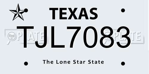 TJL7083 Texas License Plate