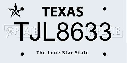 TJL8633 Texas License Plate