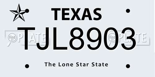 TJL8903 Texas License Plate