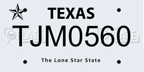 TJM0560 Texas License Plate