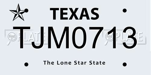 TJM0713 Texas License Plate