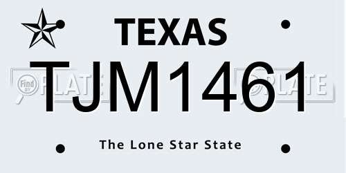 TJM1461 Texas License Plate