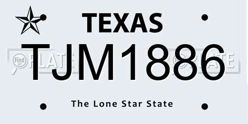 TJM1886 Texas License Plate