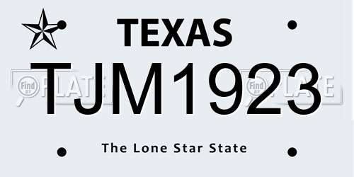TJM1923 Texas License Plate