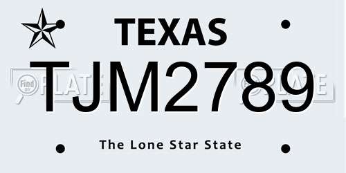 TJM2789 Texas License Plate