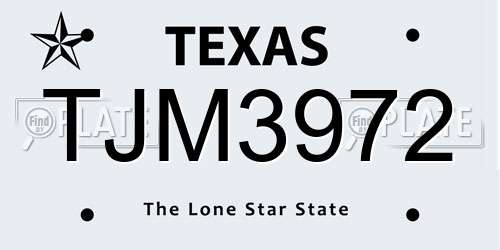 TJM3972 Texas License Plate