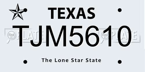TJM5610 Texas License Plate