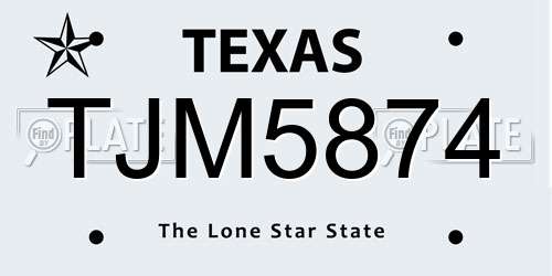 TJM5874 Texas License Plate