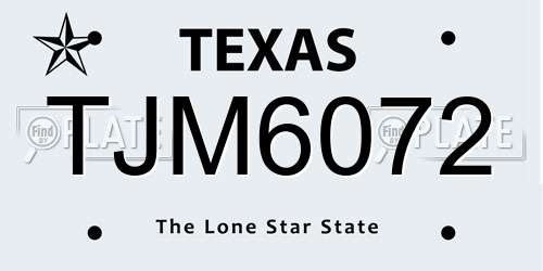 TJM6072 Texas License Plate