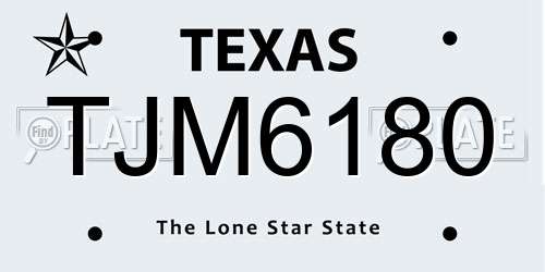 TJM6180 Texas License Plate