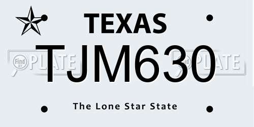 TJM630 Texas License Plate