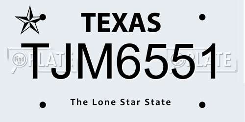 TJM6551 Texas License Plate