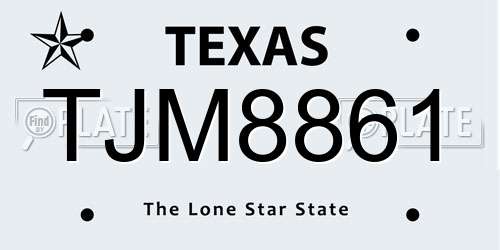 TJM8861 Texas License Plate