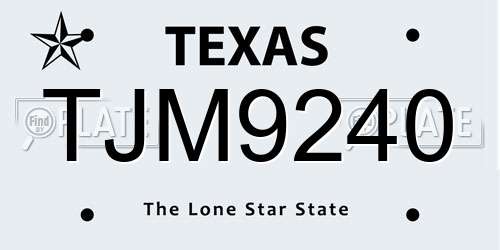 TJM9240 Texas License Plate