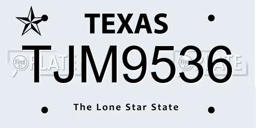 TJM9536 Texas License Plate