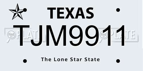 TJM9911 Texas License Plate