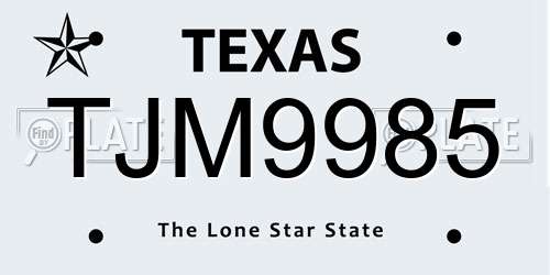 TJM9985 Texas License Plate