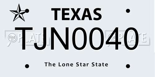 TJN0040 Texas License Plate