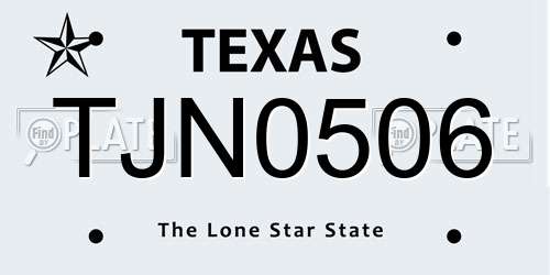 TJN0506 Texas License Plate