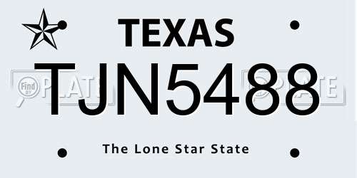 TJN5488 Texas License Plate