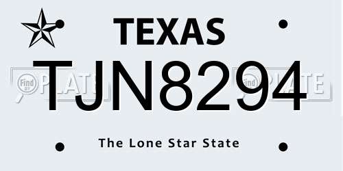 TJN8294 Texas License Plate