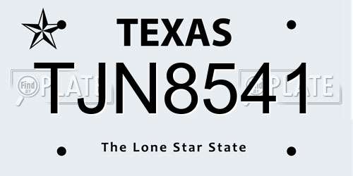 TJN8541 Texas License Plate