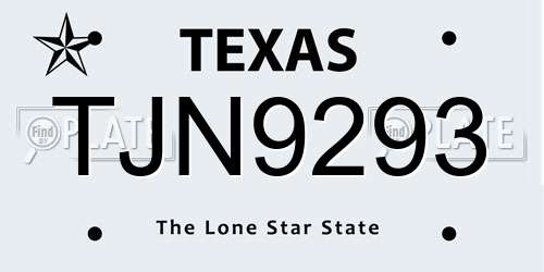 TJN9293 Texas License Plate