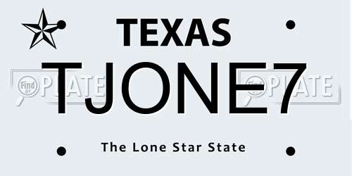 TJONE7 Texas License Plate