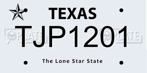 TJP1201 Texas License Plate