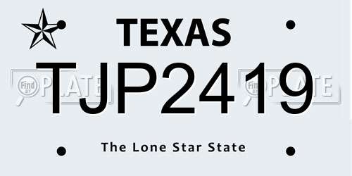 TJP2419 Texas License Plate