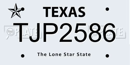 TJP2586 Texas License Plate