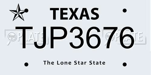 TJP3676 Texas License Plate
