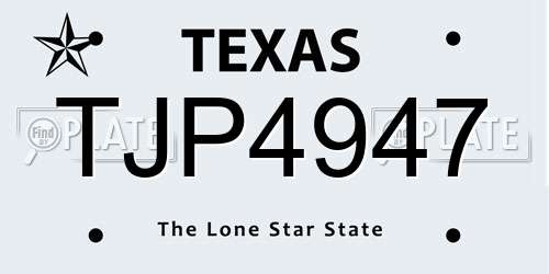 TJP4947 Texas License Plate