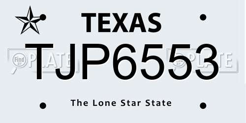 TJP6553 Texas License Plate