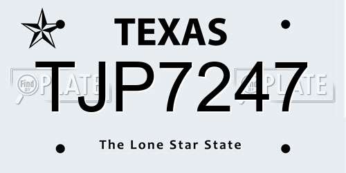 TJP7247 Texas License Plate