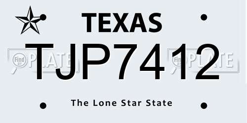 TJP7412 Texas License Plate